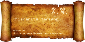 Krizmanits Mariann névjegykártya
